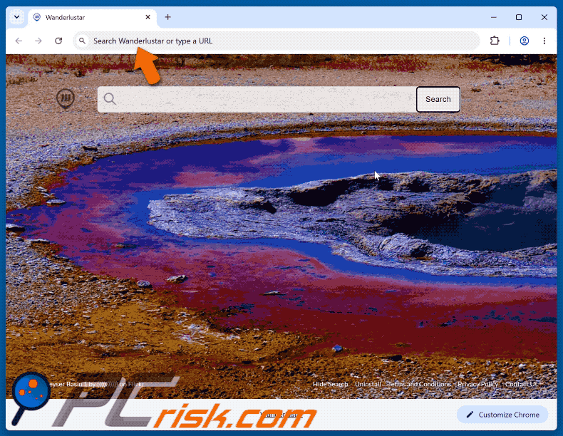 wanderlustar.com redirecting to Yahoo (GIF)