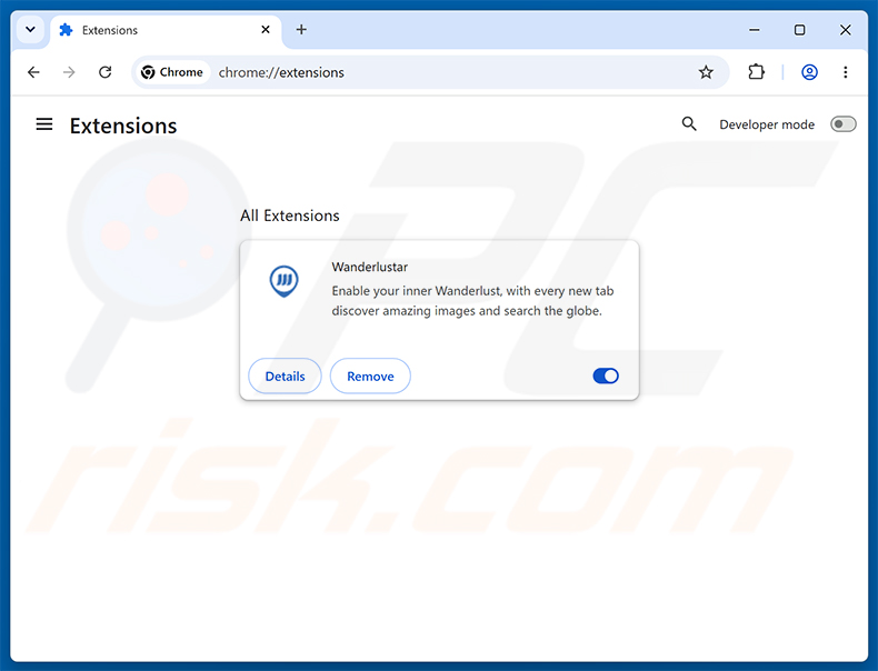 Removing wanderlustar.com related Google Chrome extensions