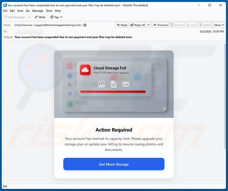 Your Cloud Storage Is Full Email Scam (2026-06-04)