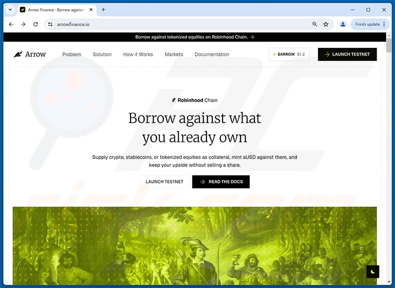 Arrow Finance ($ARROW) Vote Rewards Scam real website (arrowfinance.io)