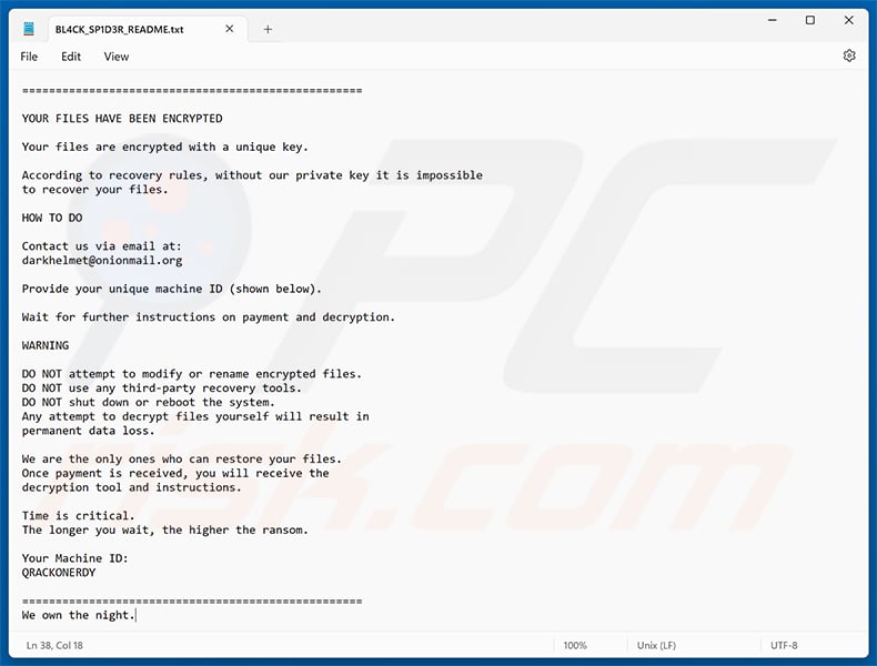 BL4CK SP1D3R ransomware ransom note (BL4CK_SP1D3R_README.txt)