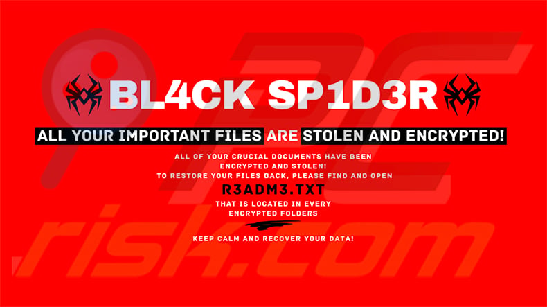 BL4CK SP1D3R ransomware wallpaper