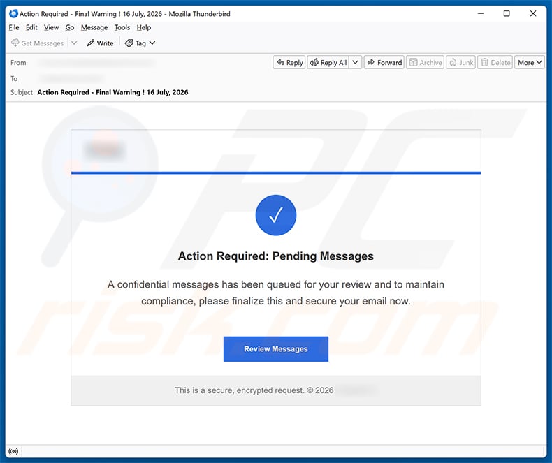 Confidential Messages Queued email spam campaign