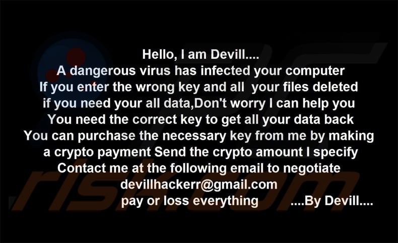 Devill ransomware wallpaper