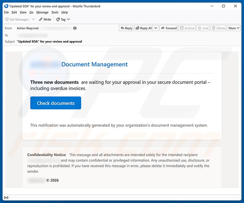 Documents Are Waiting For Your Approval email spam campaign