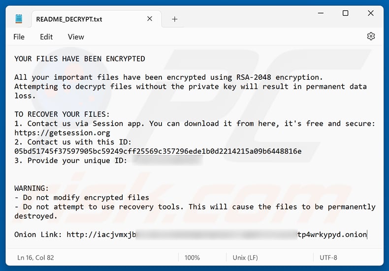 Doommageddon ransomware ransom note (README_DECRYPT.txt)
