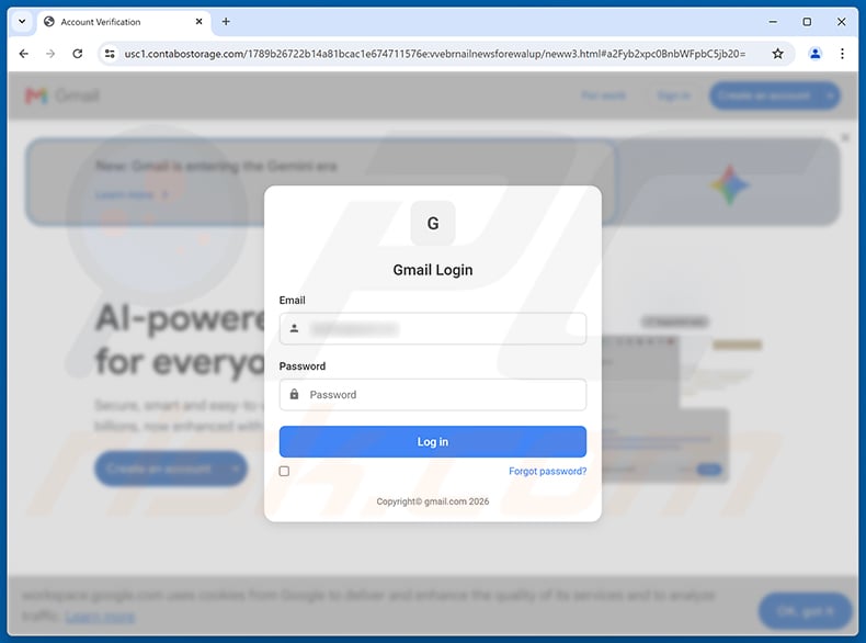 Email Software Update Scam phishing page