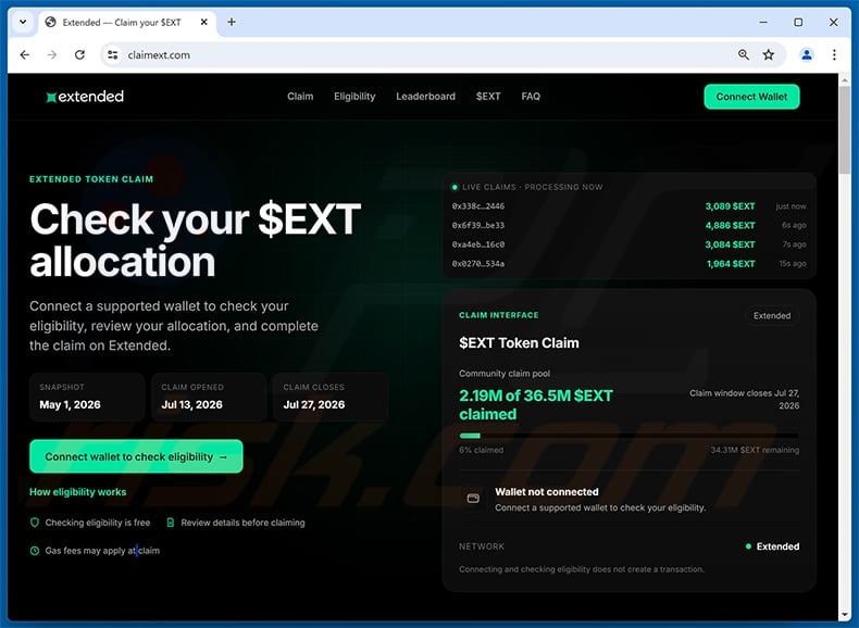 Extended ($EXT) Allocation Scam