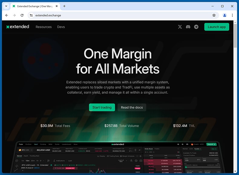 Extended ($EXT) Allocation Scam real website (extended.exchange)