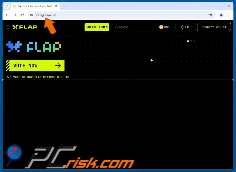 Appearance of Flap Vote Rewards Scam (GIF)