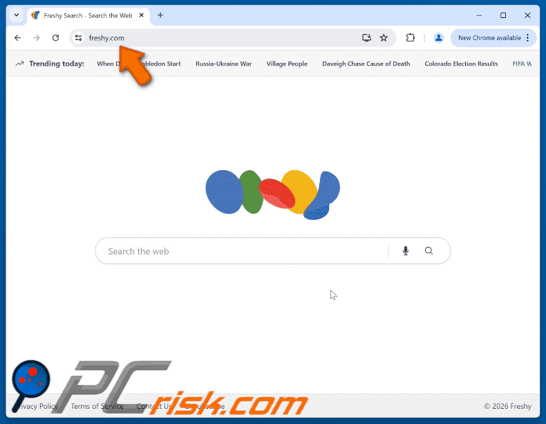 Freshy Search (freshy.com) browser hijacker (GIF)