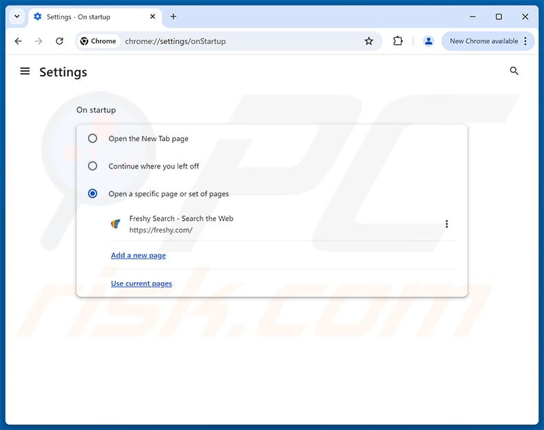 Removing Freshy Search (freshy.com) from Google Chrome homepage