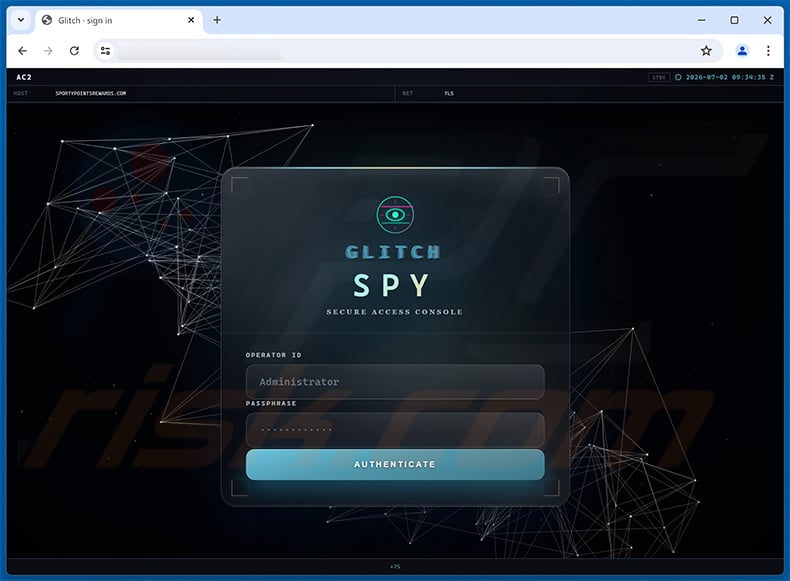 Glitch SPY RAT web admin panel