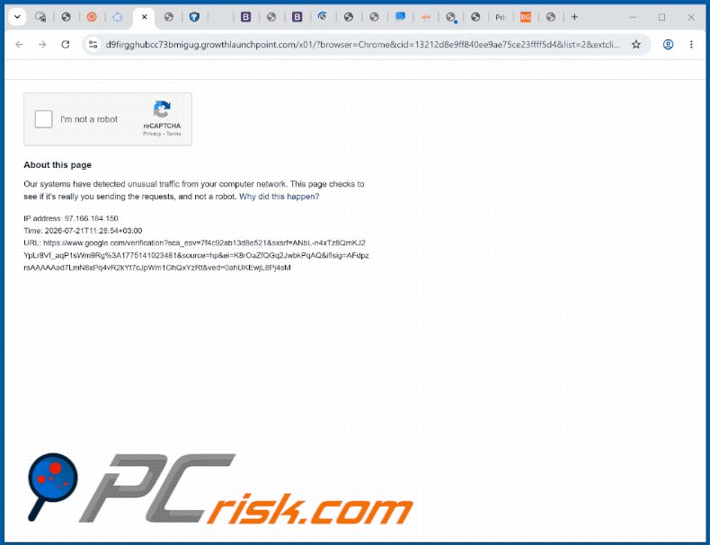 growthlaunchpoint[.]com website appearance (GIF)