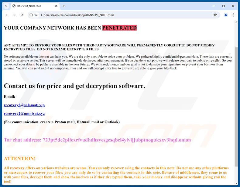 InterServer ransomware ransom note (RANSOM_NOTE.html)