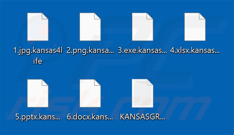 Files encrypted by KansasGroup ransomware (.kansas4life extension)