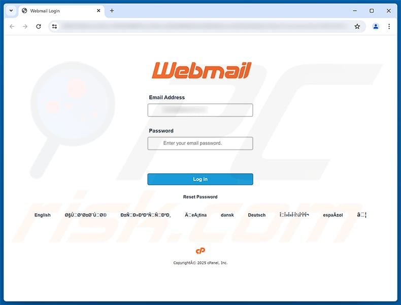 Mail Server Administration Scam phishing page