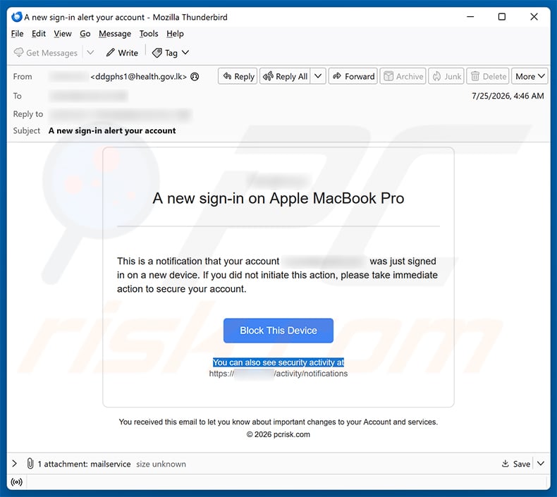 New Sign-In On email scam (2026-07-27)