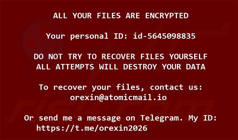 Orexin ransomware wallpaper