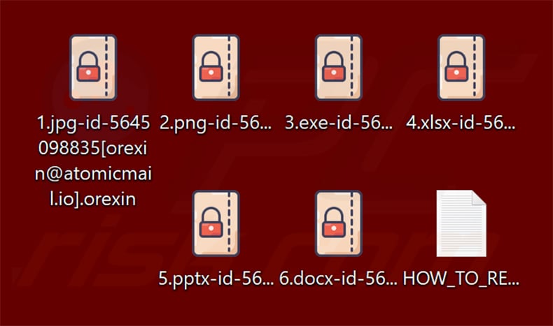 Files encrypted by Orexin ransomware (.orexin extension)