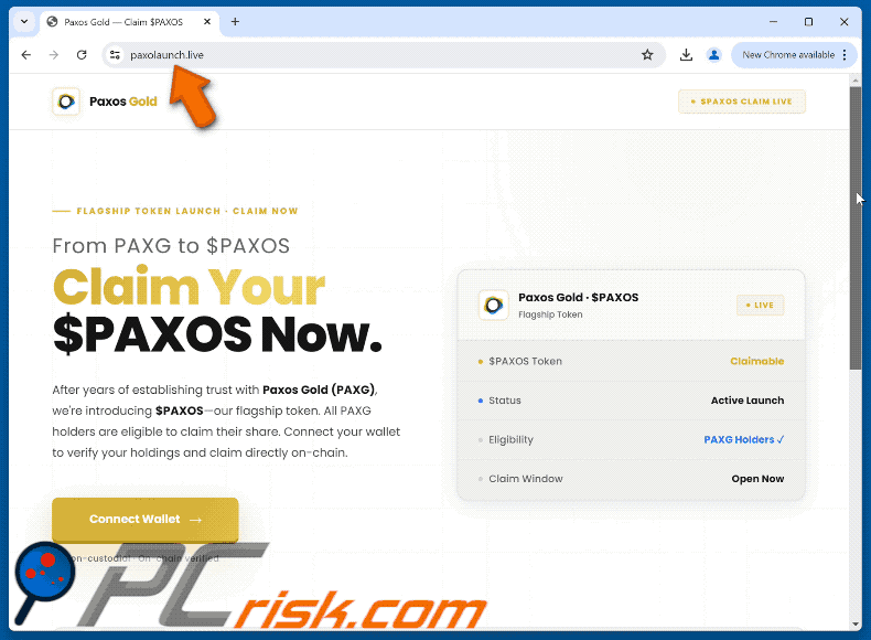 Appearance of $PAXOS Token Launch Scam (GIF)