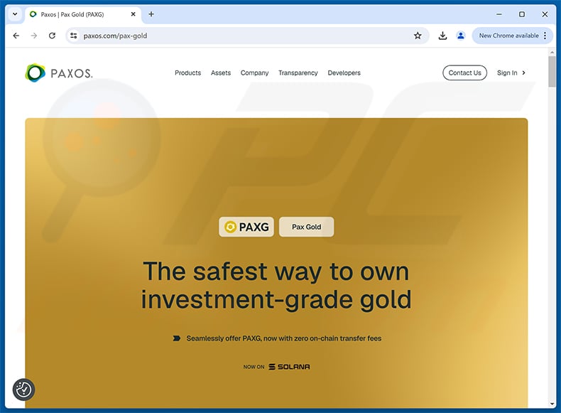 $PAXOS Token Launch Scam real website (paxos.com/pax-gold)