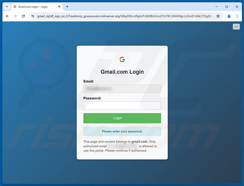 Payroll File Shared phishing page
