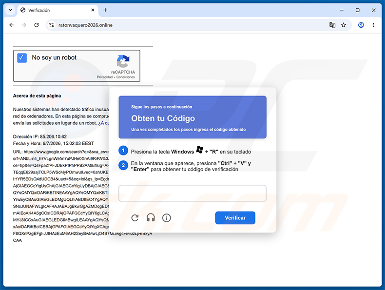 SCMBANKER Trojan fake CAPTCHA ClickFix delivery page