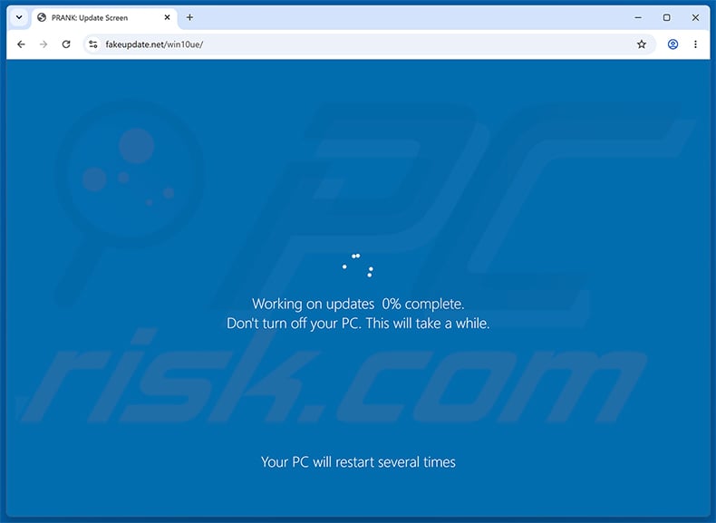 SCMBANKER Trojan fake Windows Update distraction screen