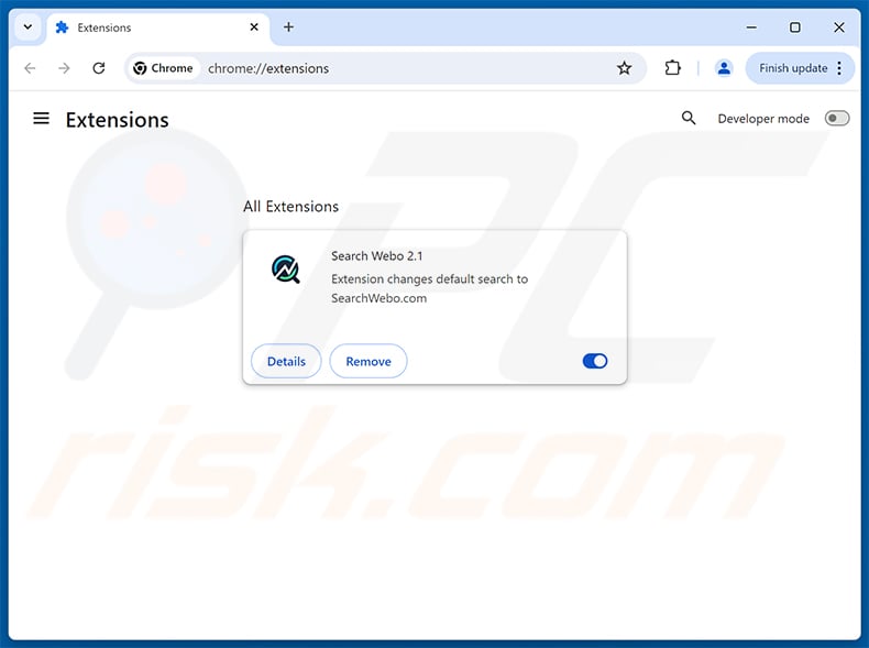Removing Search Webo (searchwebo.com) related Google Chrome extensions