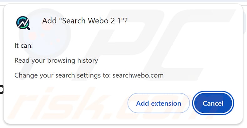 Permissions asked by Search Webo (searchwebo.com) browser hijacker