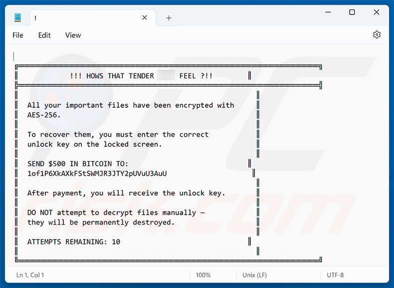 SUCKS 2 SUCK ransomware text file ransom note (!.txt)