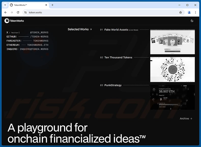 TokenWorks Voting Rewards Scam real website (token.works)