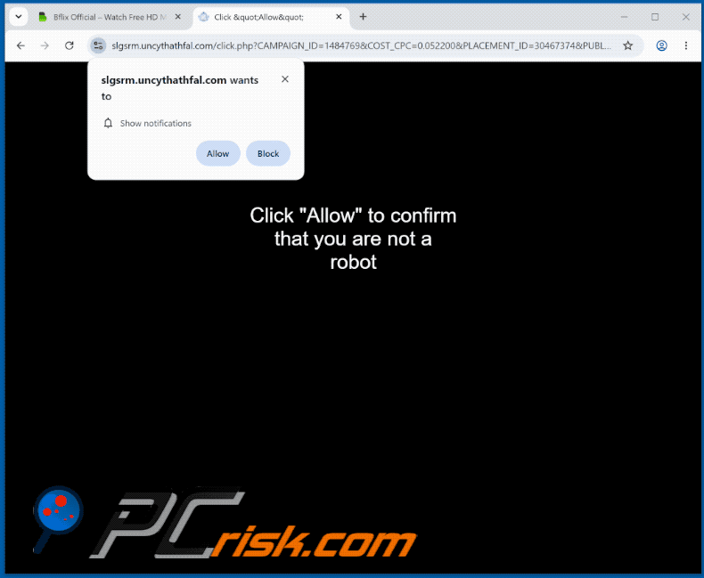 uncythathfal[.]com website appearance (GIF)