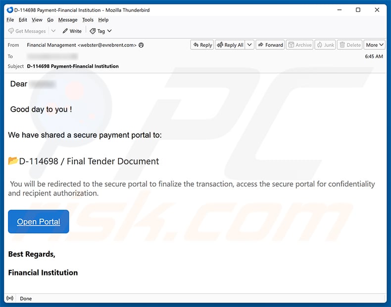 We Have Shared A Secure Payment Portal email spam campaign