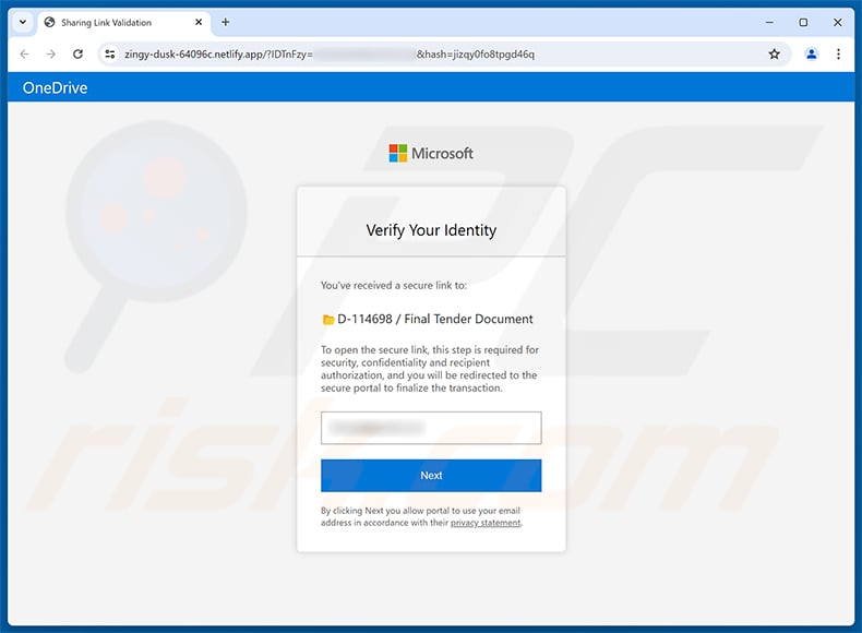 We Have Shared A Secure Payment Portal phishing page
