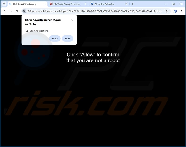 worthilininence[.]com ads