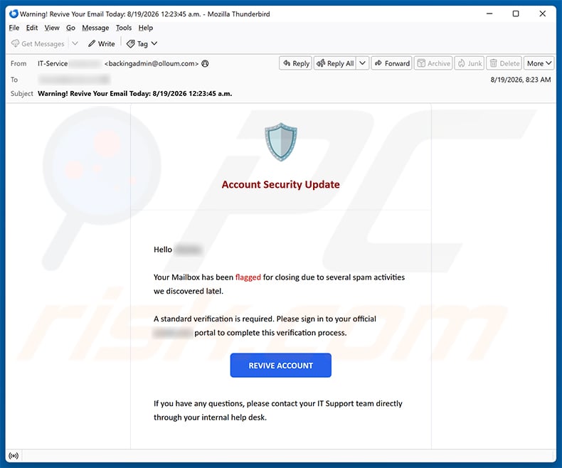 Account Security Update Email Scam (2026-08-27)