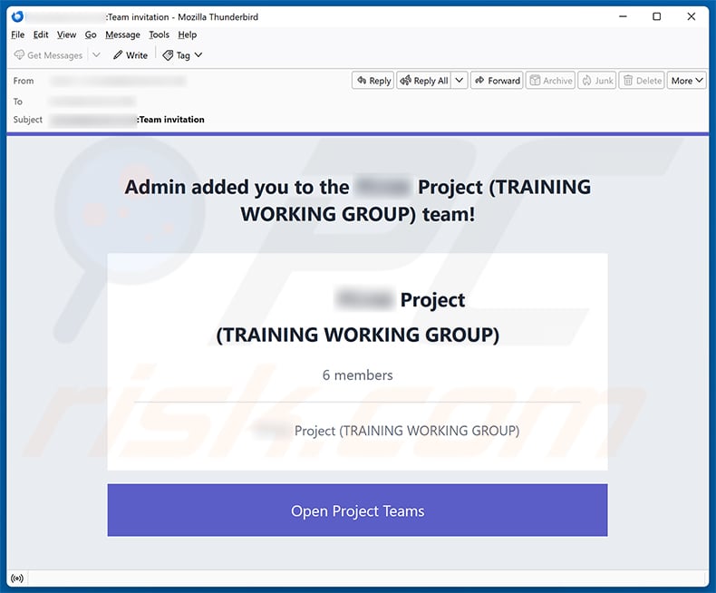 Admin Added You To The Project Email Scam email spam campaign