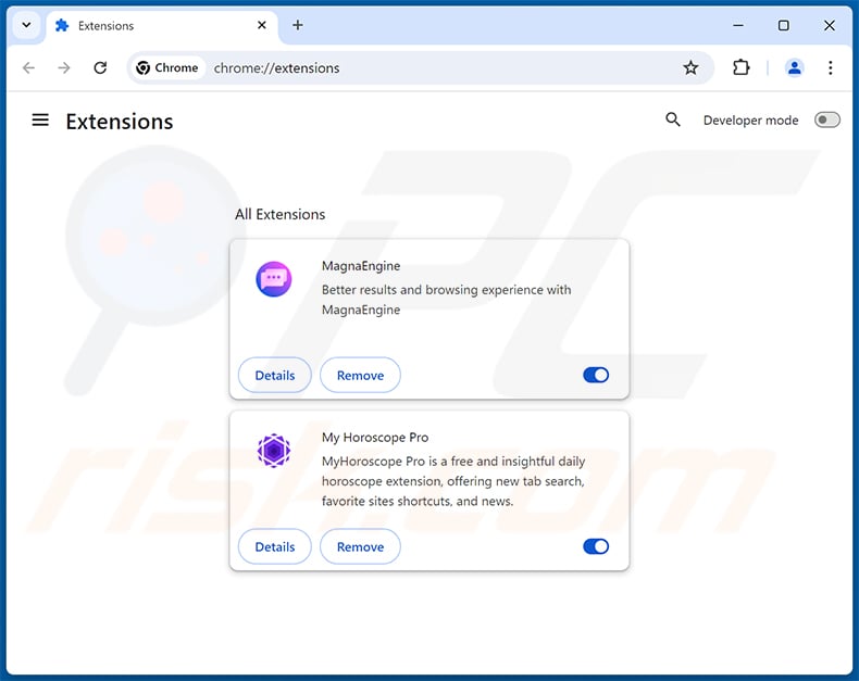Removing astridresearch.com related Google Chrome extensions