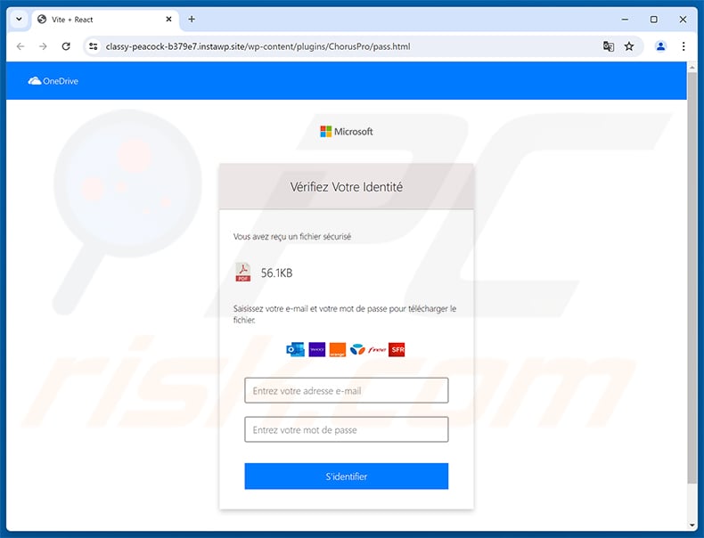 Avis De Virement – Chorus Pro Email Scam phishing page