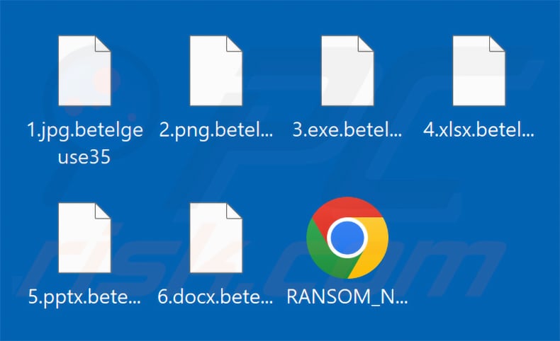 Files encrypted by Betelgeuse ransomware (.betelgeuse extension)