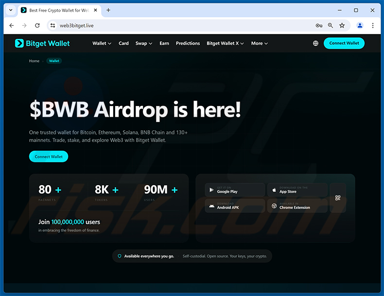 Bitget Wallet (BWB) Airdrop scam website web3bitget[.]live