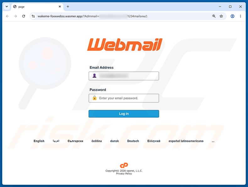 Cosco Shipping Package Notification Email Scam phishing page