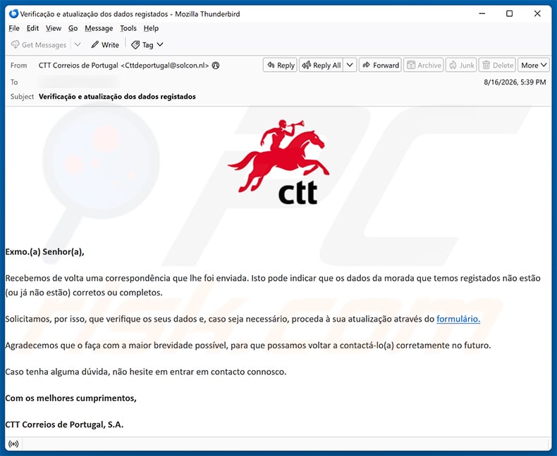 CTT Email Scam (2026-08-27)