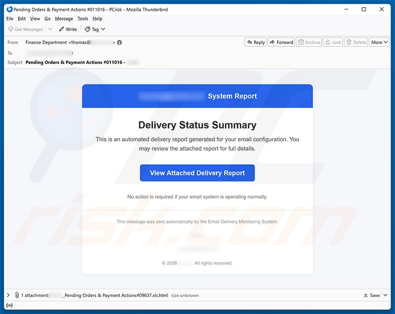 Delivery Status Summary email spam campaign
