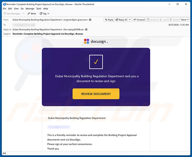 DocuSign Document For Review And Signature Email Scam (2026-08-28)