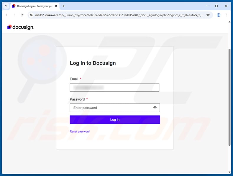 DocuSign Document Is Waiting For Your Approval Email Scam phishing page