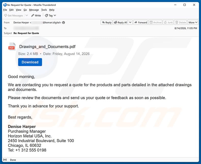 Drawings And Documents email spam campaign