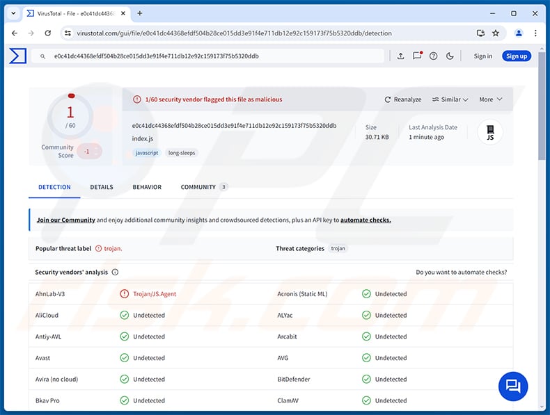 E4del RAT detections on VirusTotal